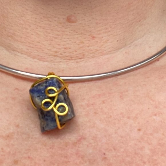 ๐ 3 for $25 Goldtone Plated Wire Wrapped Sodalite (Gemstone) Pendant - Picture 4 of 4